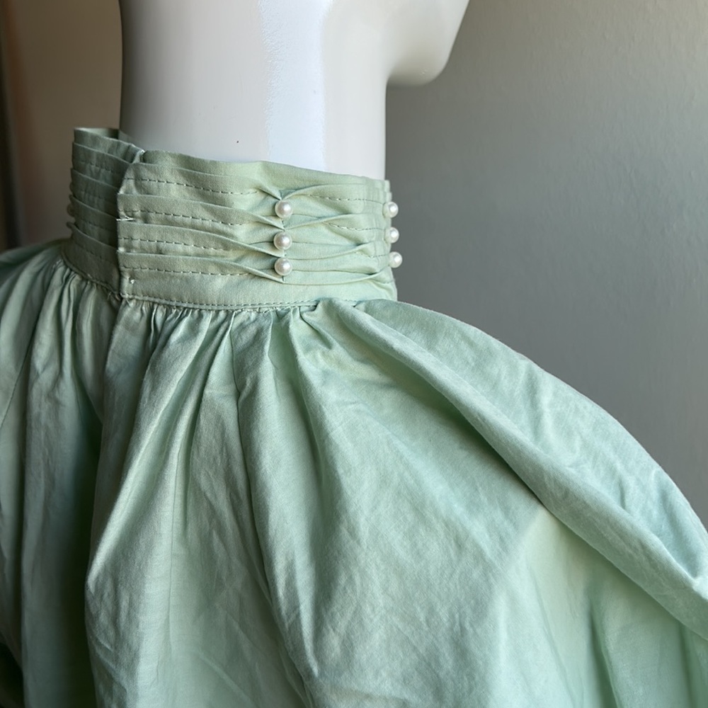 Zara Light Green Blouse with pearls 100% cotton - Picture 7 of 11